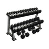 1kg - 20kg (14 pair) Rubber Hex Dumbbell Set with 2 Tier Rack (Package Price)