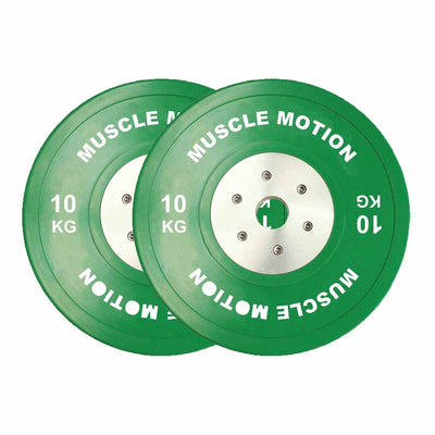 Pair of 10kg Elite Bumper Plates - Green (SALE ITEM)