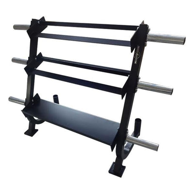 All in One 3 tier rack for dumbbell kettlebbell weight bar