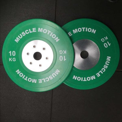 Pair of 10kg Elite Bumper Plates - Green (SALE ITEM)