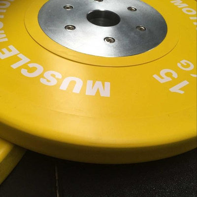 Pair of 15kg Elite Bumper Plates - Yellow (SALE ITEM)