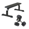 Package Deal 13 - Flat bench and four pairs  of rubber hex dumbbells - 2.5kg  5kg  7.5kg and 10kg (Package price)