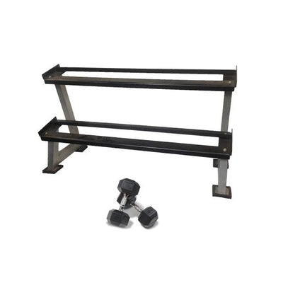 1kg - 15kg (12 pair) Rubber Hex Dumbbell Set with 2 Tier Rack (Package Price)