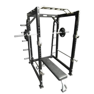 Package Deal 7 - Commercial Power Rack  Commercial Flat Bench  Heavy Duty Olympic Bar and 175kg Olympic Weights (Package price)