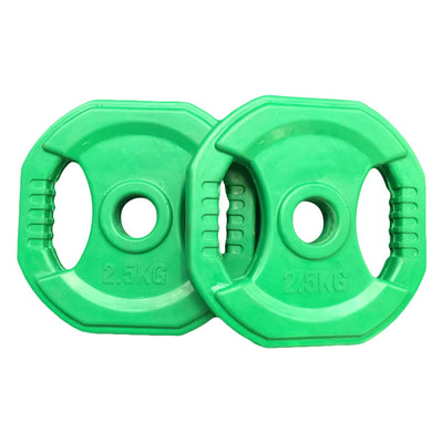 Pair of 2.5kg Rubber Coated Standard Weight Plates - Green