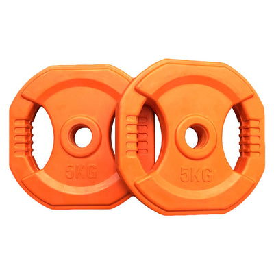 Pair of 5kg Rubber Coated Standard Weight Plates - Orange