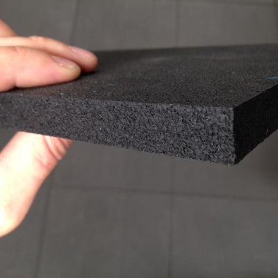 Commercial Rubber Gym Flooring Black with Blue fleck - 1m x 1m x 15mm