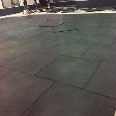 Commercial Rubber Gym Flooring Black with Blue fleck - 1m x 1m x 15mm