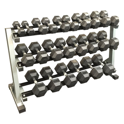 2.5kg - 30kg (12 PAIR) Rubber Hex Dumbbell Set with 3 tier rack (Package Price)