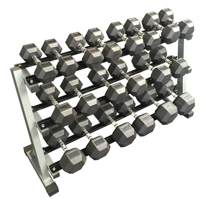 10kg - 40kg (10 PAIR) Rubber Hex Dumbbell Set with 3 tier rack (Package Price)