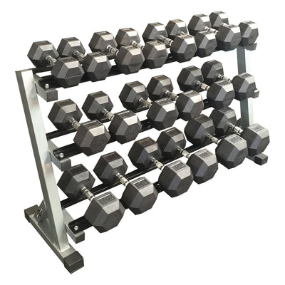 10kg - 40kg (10 PAIR) Rubber Hex Dumbbell Set with 3 tier rack (Package Price)