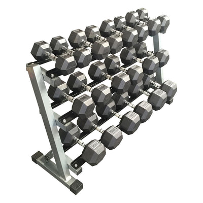 10kg - 40kg (10 PAIR) Rubber Hex Dumbbell Set with 3 tier rack (Package Price)