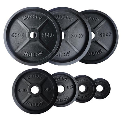 250kg of Olympic Cast Iron Machined Assorted Weight Plates (Package Price)